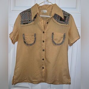Vintage Lockets Yellow Women’s Blouse Size 4
